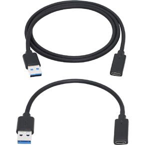 CERRXIAN USB 3.0 Type A Male to USB 3.0 Type C Female Connector Converter Adapter 0.5ft/3ft