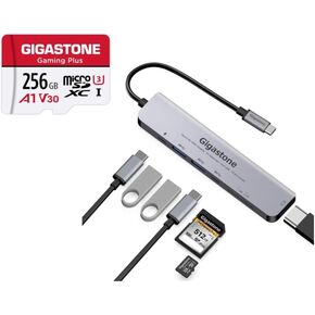 [SD/microSD Card Reader] GIGASTONE 7-in-1 USB C Hub 4K HDMI PD 100W Thunderbolt Docking Station