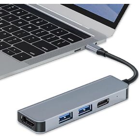 5-in-1 Type-C Hub Docking Station, Type C to HDTV Adapter, RJ45 Ethernet, 4K HDTV, PD100W, USB 3.0, USB2.0 Compatible with Type C Devices with DP Alt Mode, Multi-Port Adapter