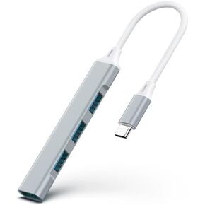 USB-C to 4-Port USB 3.0 Hub Adapter – High-Speed Type C to USB Splitter for MacBook Pro/Air and USB-C Laptops (Ultra-Slim & Portable, 5Gbps) (Grey)