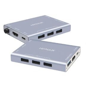 USB3.0 HDMI and USB-C KVM Switch for 2 Computers, Push Button Switch, Manual Operation, Silver