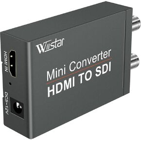 Wiistar HDMI to SDI Converter HDMI Input to SDI 2 Output Support SD/HD/3G-SDI 1080P FHD 1 in 2 Out for Camera HDTV