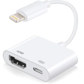 Lightning to HDMI Adapters with Lightning Digital AV Adapter 1080P Video & Audio Sync Screen Converter, Compatible with iPhone 12/11 /X /8Plus / iPad/iPod to HDMI - White