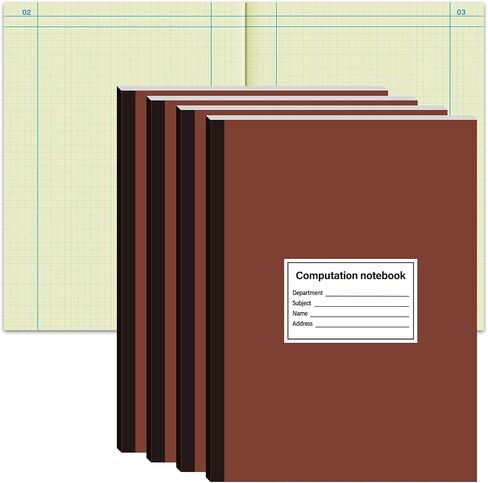 2 Pcs Computation Notebook 4x4 Quad Ruled, Grid Engineering Notebook Green Paper Lab Notebook for Drawings Planning Engineering and Technical Applications, 11-3/4" x 9-1/4" in Saudi Arabia