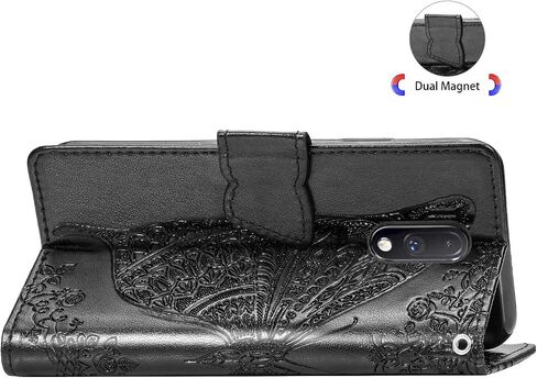 for OnePlus 13R 5G Case 3D Butterfly Embossed Flowers Wallet Card Holder Lanyard Neck Crossbody Detachable Strap Flip Slim Cover Soft PU Leather Clasp Black in Saudi Arabia