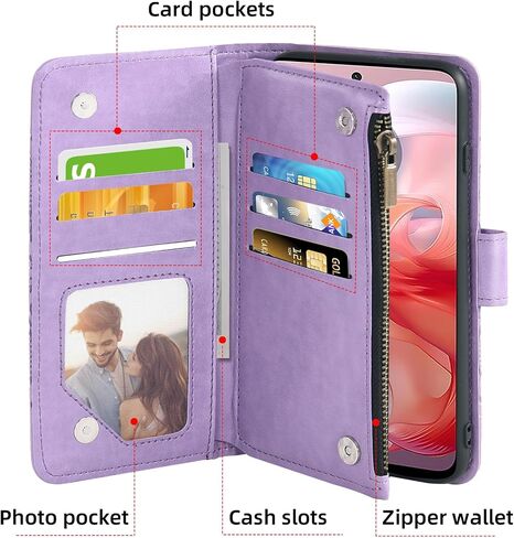 Asuwish Phone Case for Motorola Moto G Power 5G 2024 Wallet Cell Cover with Screen Protector Lanyard Strap Mandala Flower Vlip Zipper Slot in Kuwait
