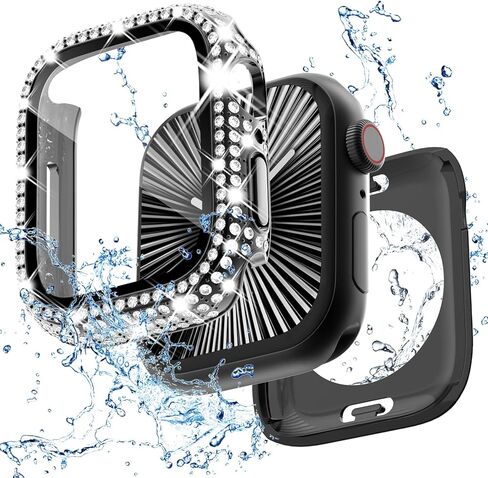 kades 2 في 1 حالة مقاومة للماء لـ Apple Watch Ultra2 49mm ، 360 حالة حماية من الكمبيوتر الواقي من الأمام والخلف مع واقي الشاشة الزجاجية المقسى ، [الماس الكامل] لحالات الساعة للنساء ، 49 ملم/وردي in Kuwait