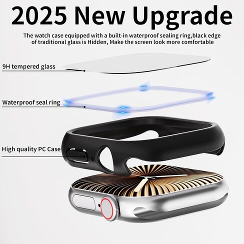 2 حزمة حزمة PCAT ISWATCH مع واقي شاشة التصميم بلا حدود ، مثالي لسلسلة Apple Watch Series 10 46 مم ، كل - حول المصد الواقي وإطار الخدش (Rose Gold+شفاف ، 46 مم) in Kuwait