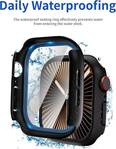 2 حزمة حزمة PCAT ISWATCH مع واقي شاشة التصميم بلا حدود ، مثالي لسلسلة Apple Watch Series 10 46 مم ، كل - حول المصد الواقي وإطار الخدش (Rose Gold+شفاف ، 46 مم) in Kuwait