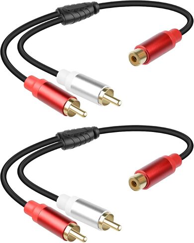 RIIEYOCA Short RCA Y Splitter Cable,1 RCA Male to 2 RCA Male Stereo Audio Extension Cable for Speaker,Subwoofer,Amplifier,Stereo System,Home Theater,2Pack(0.3M/1FT) in Saudi Arabia
