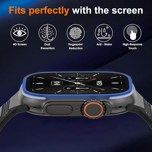 حماة شاشة Clear Clear 6D 3D 38 مم متوافقة مع Apple Watch 38 مم/40 مم/41 مم/42 مم/44 مم/45 مم/46 مم/49 مم متوافق مع S1/2/3 ، S4/5/6SE ، S7/8/9 ، S10 ، Ultra 1/2/3 جميع الطرز (41 مم/أسود ، S7/8/9) in Kuwait