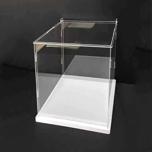 Clear Acrylic Display Case, Self-Assembly Acrylic Box with White Thick Base and Upward Swing Door, Dustproof Protection Showcase Organizer for Collectibles Doll Toys Models (25X15X18cm/10X6X7inch) in Saudi Arabia