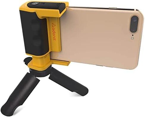Adonit Photogrip (Yellow) Stabilizer Hand Grip Phone Holder with Bluetooth Remote Shutter, Mini Tripod, Travel Bag, Mini Stylus Kits for iPhone, Android, Samsung, LG, Google Pixel, HTC, Smart Phone in Kuwait