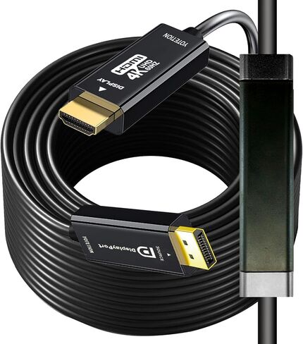 DisplayPort إلى HDMI 50ft كبل ، 4K DP إلى HDMI ذكر إلى كابل الفيديو العام ، 4K@60Hz أحادي الاتجاه ، [ABS] ، متوافق مع HDTVs ، الشاشات ، AMD ، NVIDIA ، LENOVO ، HP in Kuwait