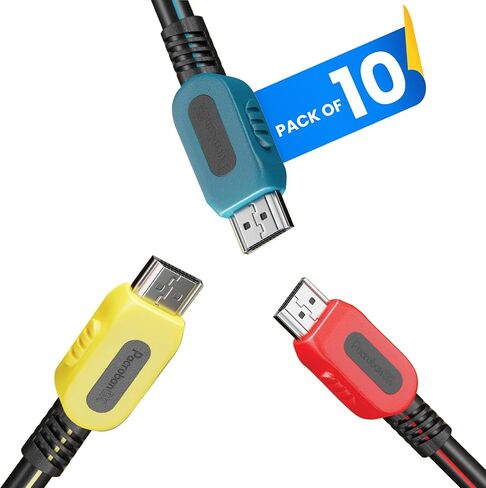 HDMI Cable 10 Feet 10Pack, Ultra High Speed 8K, eARC, 4K 120Hz, HDCP, CL3 Rated Fire-Resistant, Great for Monitor, PC, Laptop, Projector, Soundbar, Gaming - Only for HDMI to HDMI Required Devices in Kuwait