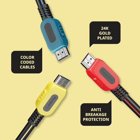 HDMI Cable 10 Feet 10Pack, Ultra High Speed 8K, eARC, 4K 120Hz, HDCP, CL3 Rated Fire-Resistant, Great for Monitor, PC, Laptop, Projector, Soundbar, Gaming - Only for HDMI to HDMI Required Devices in Kuwait