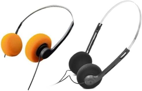 2 Pcs Retro On Ear Headphones, Wired Stereo Headphones, Headphone, Lightweight Portable Headphone with Adjustable Headband, Cassette Player, Over-Ear (Orange and Black) in Kuwait