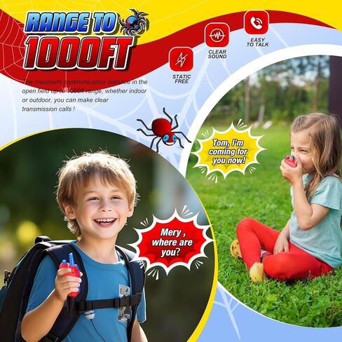 Spider Walkie Talkies Rechargeable Toys for Kids : Gifts for Boys Ages 3 4 5 6 7 8 9 10 Kids Walkie Talkies 2 Pack Outdoor Hiking Toy for 5-7 Year Old Boy Christmas Birthday Gift 2 Way Radio for Boys in Kuwait