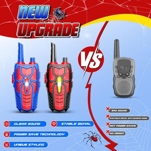 Spider Walkie Talkies Rechargeable Toys for Kids : Gifts for Boys Ages 3 4 5 6 7 8 9 10 Kids Walkie Talkies 2 Pack Outdoor Hiking Toy for 5-7 Year Old Boy Christmas Birthday Gift 2 Way Radio for Boys in Kuwait