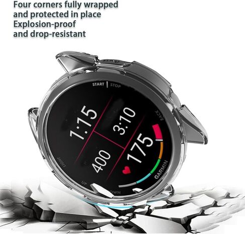 واقي شاشة Smartwatch متوافق مع Garmin Forerunner 165 و 165 موسيقى ، وغطاء وقائي زجاجي مقسى وحالة TPU إطار ناعم (حزمة 3+2) (Case+Protector Film) in Kuwait
