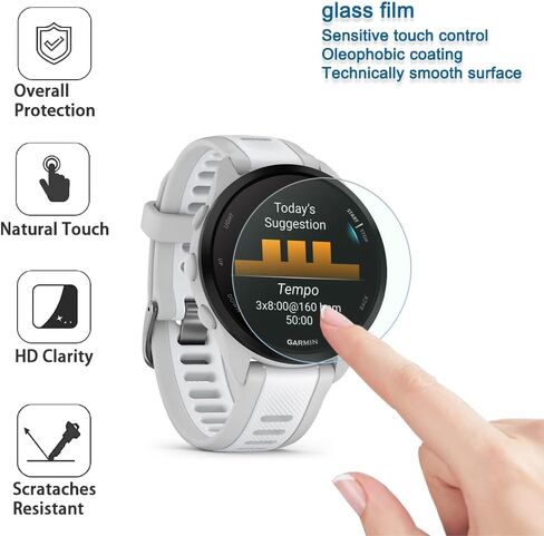 واقي شاشة Smartwatch متوافق مع Garmin Forerunner 165 و 165 موسيقى ، وغطاء وقائي زجاجي مقسى وحالة TPU إطار ناعم (حزمة 3+2) (Case+Protector Film) in Kuwait