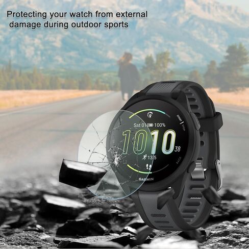 واقي شاشة Smartwatch متوافق مع Garmin Forerunner 165 و 165 موسيقى ، وغطاء وقائي زجاجي مقسى وحالة TPU إطار ناعم (حزمة 3+2) (Case+Protector Film) in Kuwait