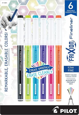 Pilot, FriXion Fineliner Erasable Marker Pens, Fine Point 0.7 mm, Pack of 8, Assorted Colors in Saudi Arabia