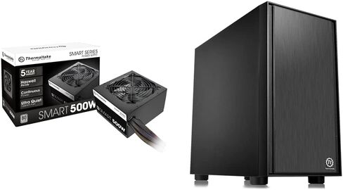 Thermaltake Versa H17 Black SPCC Micro ATX Mini Tower Gaming Computer Case CA-1J1-00S1NN-00 و Smart 500W 80+ PSU معتمد من White ، الطاقة المستمرة in Kuwait
