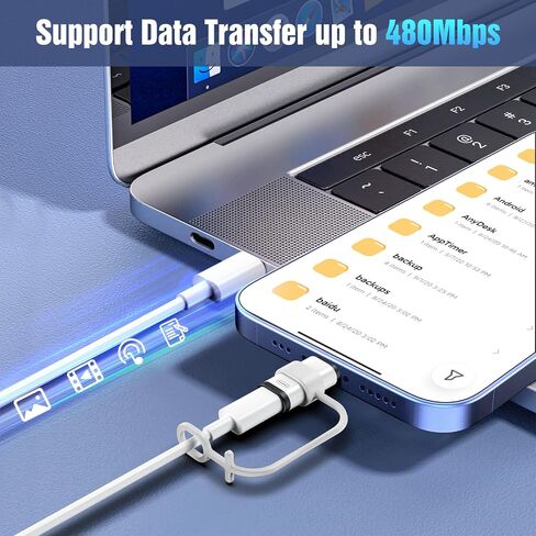 Timovo for Lightning to USB C Adapter ، 2 Pack USB C Male لإضاءة ADAPTRER الإناث مع 36 واط شحن سريع ومزامنة البيانات لجهاز iPhone 15/16 Pro/Pro Max/Plus ، Galaxy S24/23 ، iPad ، وليس للصوت/OTG ، أبيض ، أبيض in Kuwait
