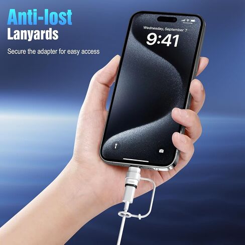 Timovo for Lightning to USB C Adapter ، 2 Pack USB C Male لإضاءة ADAPTRER الإناث مع 36 واط شحن سريع ومزامنة البيانات لجهاز iPhone 15/16 Pro/Pro Max/Plus ، Galaxy S24/23 ، iPad ، وليس للصوت/OTG ، أبيض ، أبيض in Kuwait