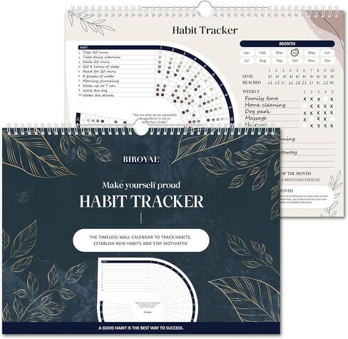Habit Tracker Calendar (Undated 12 Months) - Daily Habit Tracker Jounal with Spiral Binding & Hanger - Goal Tracker - Motivational Monthly Habit Calendar - Productivity Tool and Workout Calendar - 8.3" x 11.2" (A4 Size) in Saudi Arabia