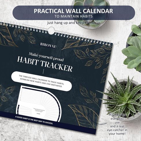 Habit Tracker Calendar (Undated 12 Months) - Daily Habit Tracker Jounal with Spiral Binding & Hanger - Goal Tracker - Motivational Monthly Habit Calendar - Productivity Tool and Workout Calendar - 8.3" x 11.2" (A4 Size) in Saudi Arabia