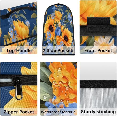Sunflower Stand Mixer Cover Dust Cover for Stand Mixer with Pockets Waterproof Small Appliance Covers Foldable Kitchen Mixers Accessories for Home in Kuwait