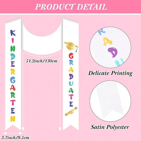 Zhanmai 2 Set 2024 Preschool and Kindergarten Graduation Gown Cap Tassel Set with 2024 Charm Printed Stole Sash for Kids in Saudi Arabia