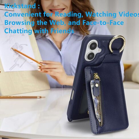 Jaorty Crossbody Wallet Case for iPhone 16 Pro Max مع حزام للنساء وجيب السوستة وحامل بطاقة الائتمان ، حلقة قبضة الإصبع ، حقيبة جلدية خالية من اليدين لـ iPhone 16 Pro Max ، Black in Kuwait