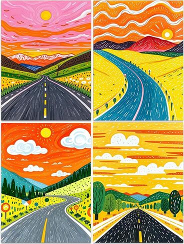 DOZEEZOP 4 Pack 5D Diamond Painting Kits for Adults, Landscape Diamond Art Kits for Beginners of All Ages, Round Full Drill Painting by Numbers Crafts Home Wall Decor 12 x 16 Inches Building in Saudi Arabia