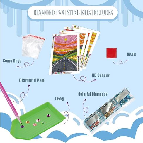 DOZEEZOP 4 Pack 5D Diamond Painting Kits for Adults, Landscape Diamond Art Kits for Beginners of All Ages, Round Full Drill Painting by Numbers Crafts Home Wall Decor 12 x 16 Inches Building in Saudi Arabia