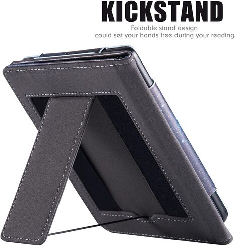 BOZHUORUI Stand Case for 6" Kobo Colour/Colour BW/Clara 2E e-Reader - Premium PU Leather Sleeve Cover with Two Hand Straps/Auto Sleep/Wake (Brown) in Saudi Arabia