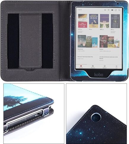 BOZHUORUI Stand Case for 6" Kobo Colour/Colour BW/Clara 2E e-Reader - Premium PU Leather Sleeve Cover with Two Hand Straps/Auto Sleep/Wake (Brown) in Saudi Arabia