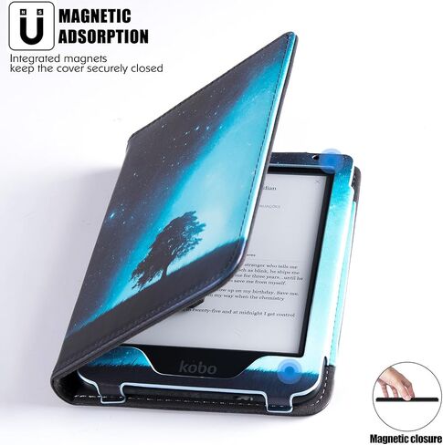 BOZHUORUI Stand Case for 6" Kobo Colour/Colour BW/Clara 2E e-Reader - Premium PU Leather Sleeve Cover with Two Hand Straps/Auto Sleep/Wake (Brown) in Saudi Arabia