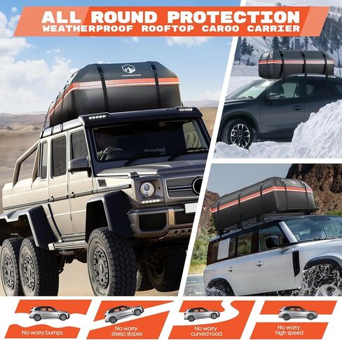 1000D Rooftop Cargo Carrier, PVC Waterproof Roof Cargo Bag with Anti-Slip Mat 8 Door Hooks Storage Bag, 21 Cubic Feet Car Roof Bag for All Vehicle with or Without Rack Orange in Saudi Arabia