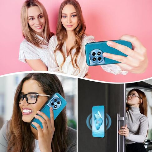 Asuwish Phone Case for OnePlus 12R 5G/Ace 3 2024 Zipper Wallet Magnetic Detachable Cell Cover with Tempered Glass Screen Protector Crossbody Strap Flower Card Holder Slot One+ 12 R R12 Ace3 Women Blue in Saudi Arabia