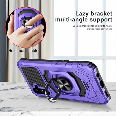 Ailiber Case for Samsung Galaxy A13, Samsung A04S Phone Case with Screen Protector, Ring Kickstand for Magnetic Car Mount, Heavy Duty Shockproof Protective Cover for A13 4G/5G-Purple in Kuwait