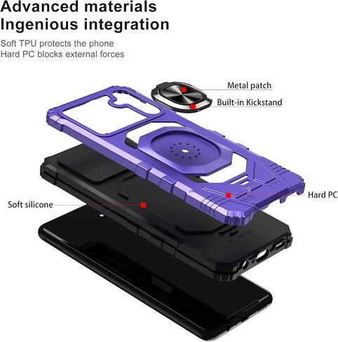 Ailiber Case for Samsung Galaxy A13, Samsung A04S Phone Case with Screen Protector, Ring Kickstand for Magnetic Car Mount, Heavy Duty Shockproof Protective Cover for A13 4G/5G-Purple in Kuwait