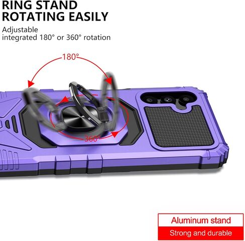 Ailiber Case for Samsung Galaxy A13, Samsung A04S Phone Case with Screen Protector, Ring Kickstand for Magnetic Car Mount, Heavy Duty Shockproof Protective Cover for A13 4G/5G-Purple in Kuwait