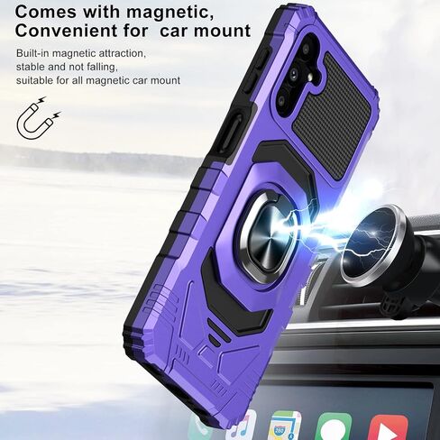 Ailiber Case for Samsung Galaxy A13, Samsung A04S Phone Case with Screen Protector, Ring Kickstand for Magnetic Car Mount, Heavy Duty Shockproof Protective Cover for A13 4G/5G-Purple in Kuwait
