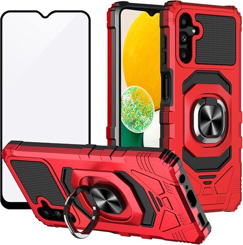 Ailiber Case for Samsung Galaxy A13, Samsung A04S Phone Case with Screen Protector, Ring Kickstand for Magnetic Car Mount, Heavy Duty Shockproof Protective Cover for A13 4G/5G-Purple in Kuwait