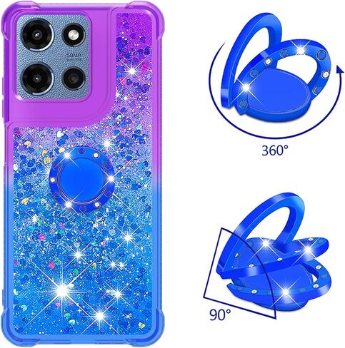 for Motorola Moto G Stylus 5G 2025 Quicksand Case with Ring Kickstand, Girls Women Bling Cute Glitter Flowing Liquid Floating Sparkle Cover for Moto G Stylus 5G (2025) JB-Pink Purple in Kuwait