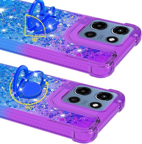 for Motorola Moto G Stylus 5G 2025 Quicksand Case with Ring Kickstand, Girls Women Bling Cute Glitter Flowing Liquid Floating Sparkle Cover for Moto G Stylus 5G (2025) JB-Pink Purple in Kuwait