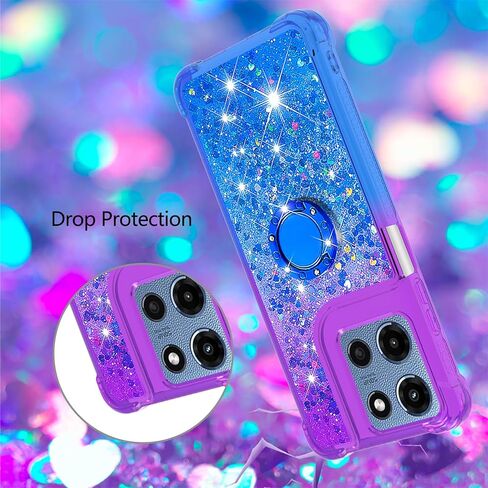 for Motorola Moto G Stylus 5G 2025 Quicksand Case with Ring Kickstand, Girls Women Bling Cute Glitter Flowing Liquid Floating Sparkle Cover for Moto G Stylus 5G (2025) JB-Pink Purple in Kuwait